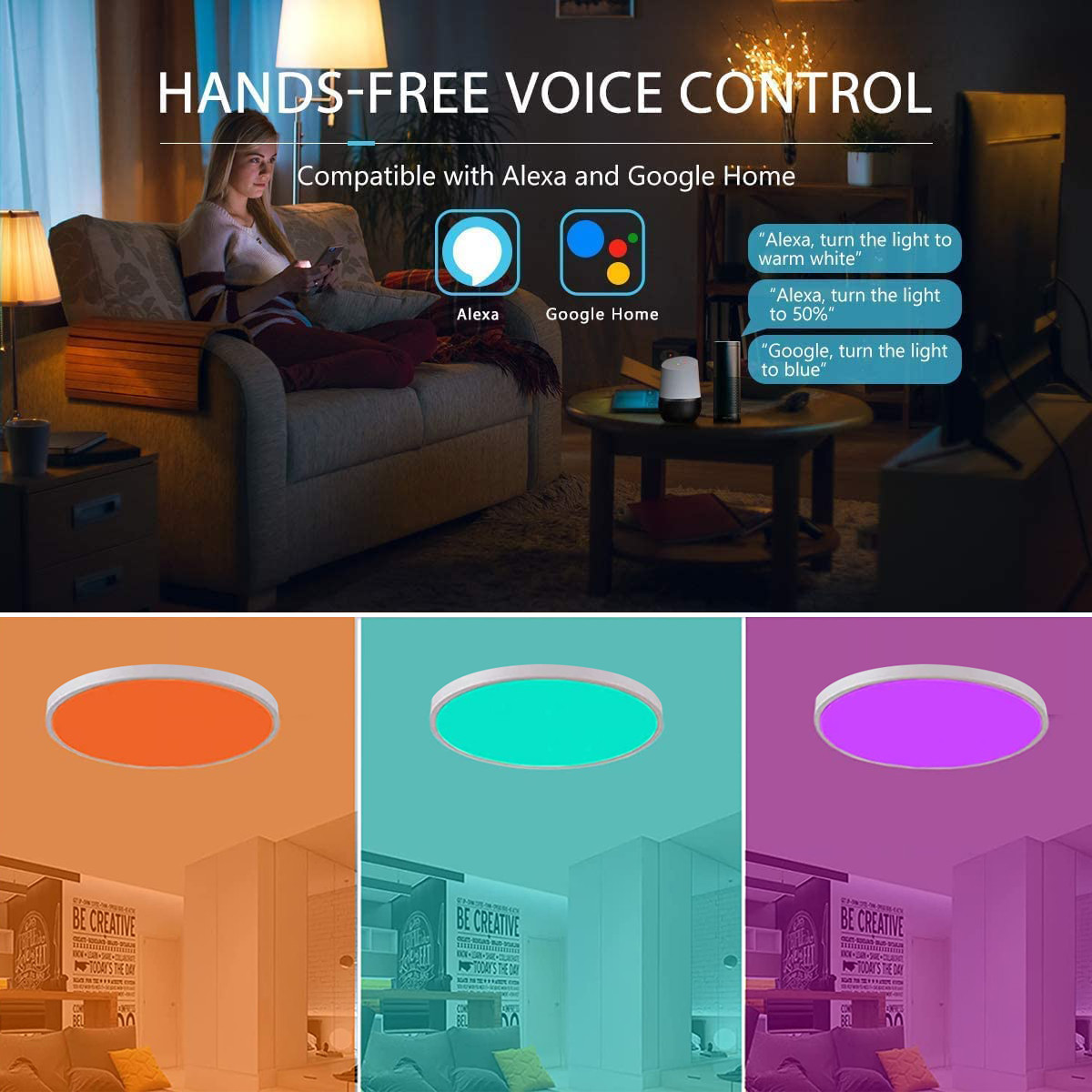 Потолок спальни Dimmable привел потолочное освещение музыки для умного дома Tuya Glomarket