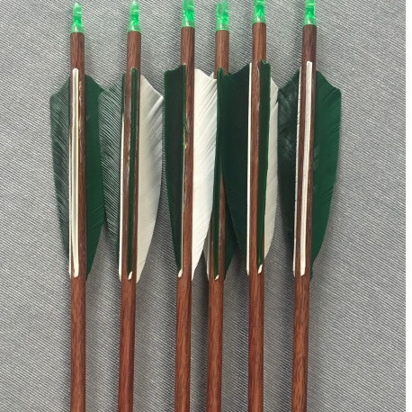 Spine 250/300/340/400/500/600/700/800,Straightness .003, 32 Natural Feather Fletched Traditional Wood Trad Arrows