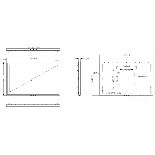 слепимость 1000nits промышленного LCD монитора 65W оптически скрепляя анти-
