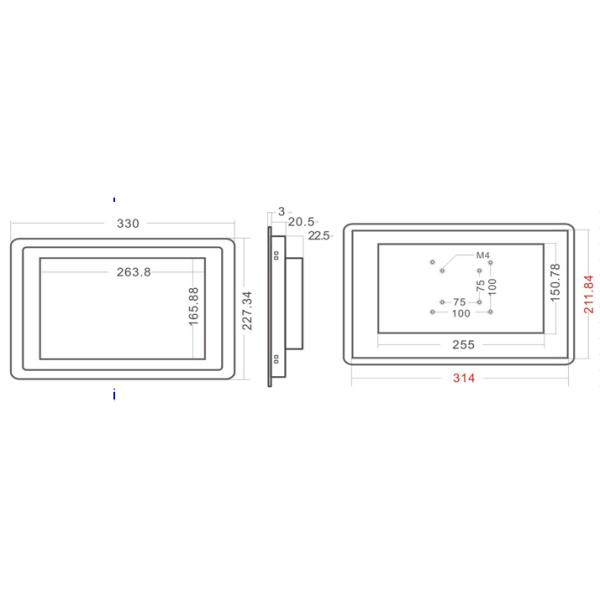 Монитор lCD экрана касания солнечного света 12,5 дюймов читаемый на открытом воздухе