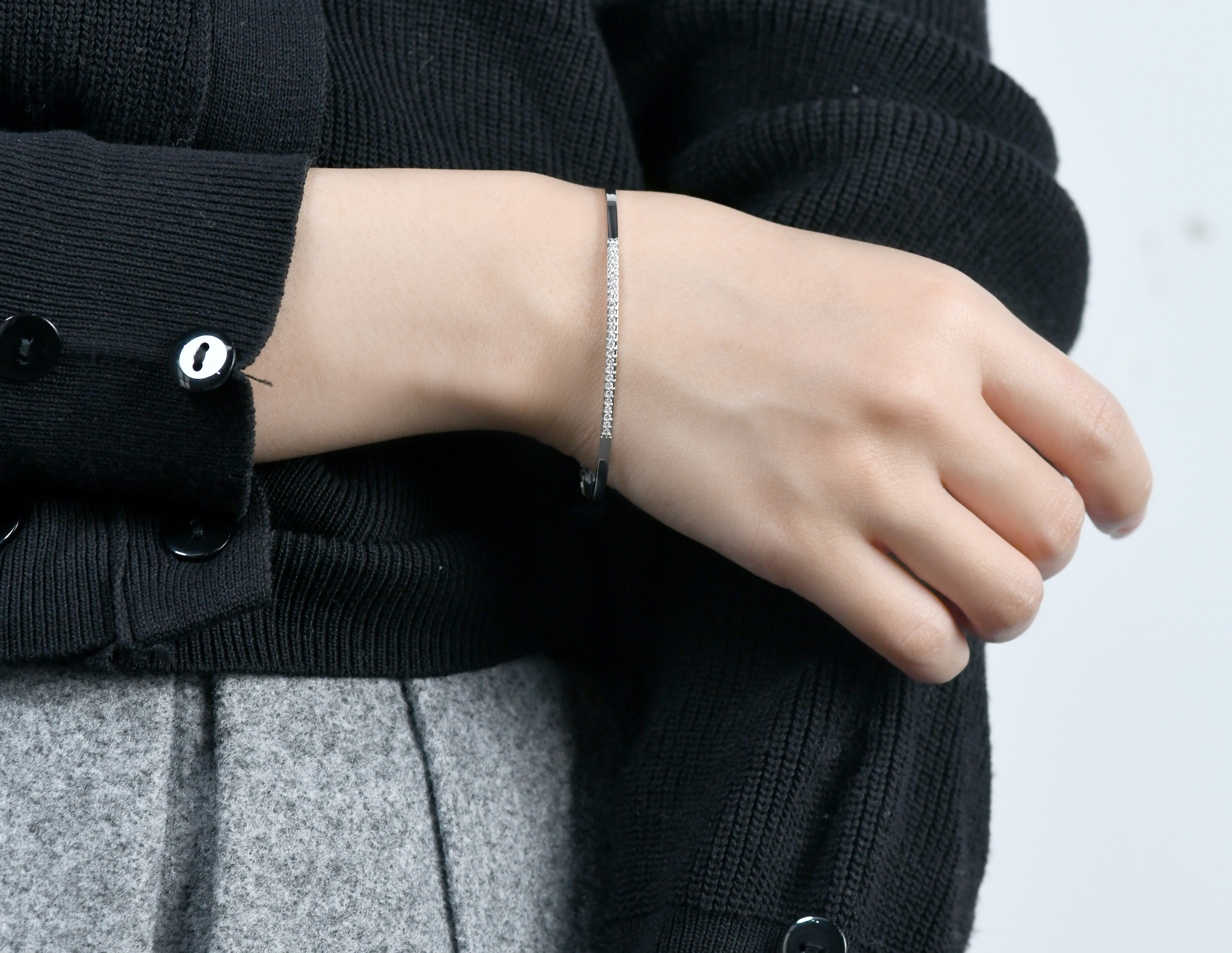 ПРОТИВ серии цвета контраста цепи расширения Bangle 0.23ct диаманта золота ясности 18K