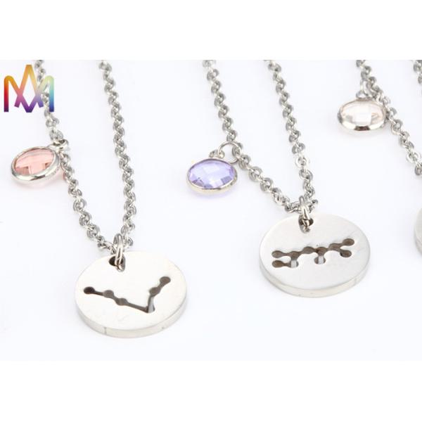 2.2mm Thickness Birthstone Crystal Womens Engraved Necklace