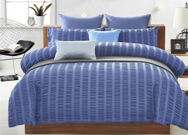 Orange Blue White Ruffle Duvet Cover Queen 4 Pcs Comfortable Machine Wash