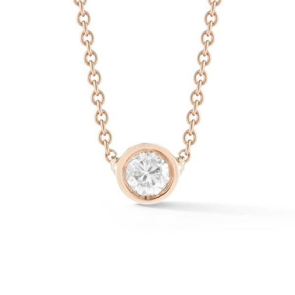 Simple 925 Sterling Silver Solitaire Diamond CZ Necklace in 7mm/10mm/15mm Stone Sizes