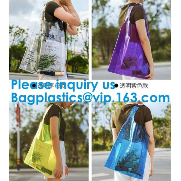 Women'S Clear Jelly Beach Bag Clear Transparent Pvc Shoulder Handbag Beach Shopping Swimming Durable Tote Bag