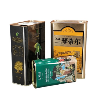 Custom 0.23mm Thickness Tinplate Olive Oil Tin Cans Rectangular  In Carton Box