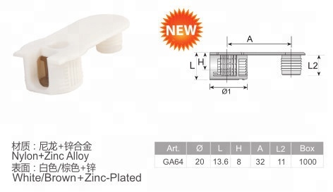 Zinc Plated White/Brown Color Nylon Finish Cabinet Corner Connector for Other Furniture