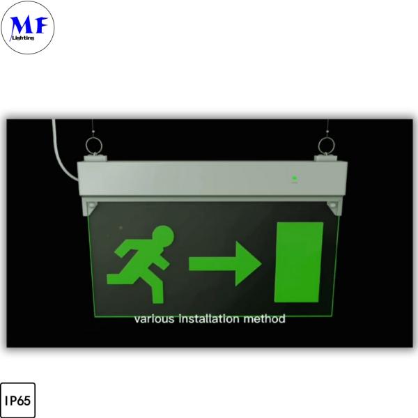 IP65 resistente al agua en interiores y exteriores Batería de 3 horas 24 horas Duración larga Techo de pared colgante Monte de salida de luz LED de emergencia de color blanco verde para oficina de hotel