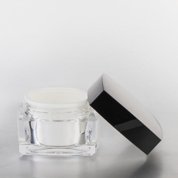 20g 30g 50g Square Acrylic Small Plastic Makeup Containers With Black Screw Lid
