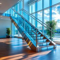 Crystal-Accented Stainless Steel Handrails with PVD Finish for Stylish Staircase Balustrades