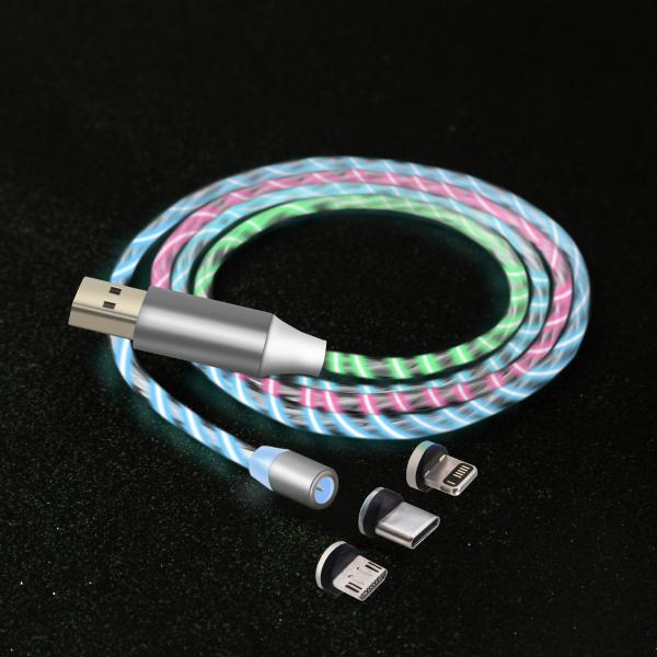 3 In 1 LED Magnetic Charging Cable Upgraded Nylon Braided For Samsung IPhone