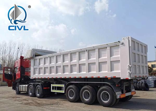 Hydraulic Tipper Trailer 3 Axle 60 Tons Loading Capacity, Dump Trailer Truck