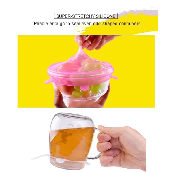 7 Embalaje tapa de recipiente reutilizable Silicona Productos para el hogar BSCI redondo