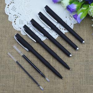 Gel pen,Promotional gel-ink pen with cap, Black rubber gel-ink pen