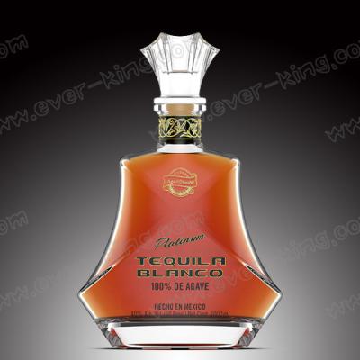 Elegant Shape Tequila Brandy Glass Bottle With Cork Top