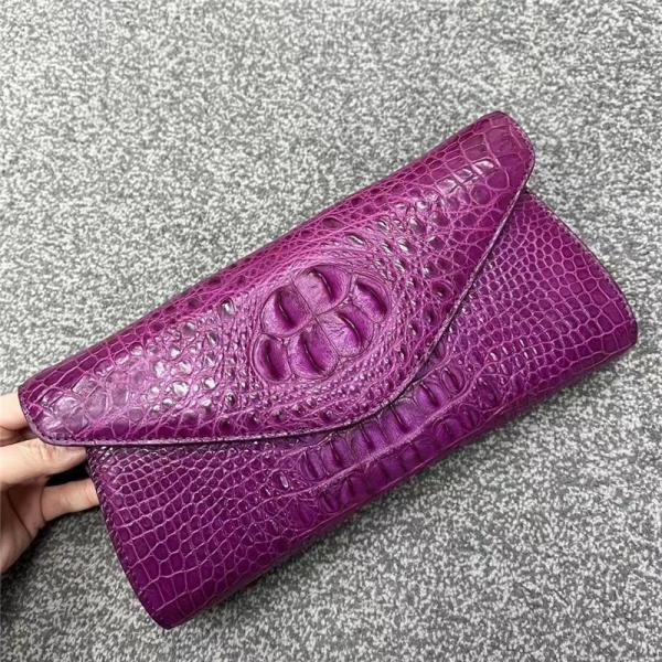 Authentic Crocodile Skin Women Envelop Clutch Genuine Alligator Leather Lady Chain Purse Bag Female Cross Shoulder Bag