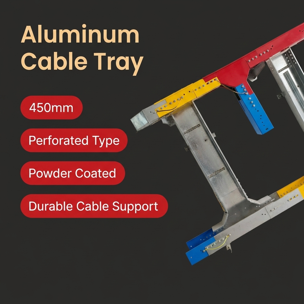 450mm Aluminum Cable Trunking Perforated Cable Tray Powder Coated