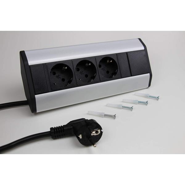 3 Schuko Corner Desk Mount Power Strip High Grade Performance Long Working Time