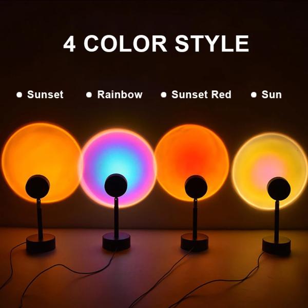 USB Rainbow Sunset Red Projector Led Night Light Sun Projection Desk Lamp for Bedroom Bar Coffee Store Wall Decoration L