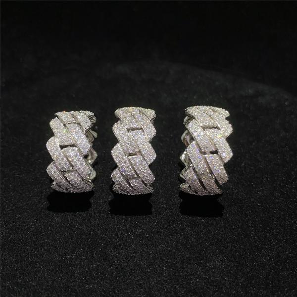 Prata Diamond Jewelry de 925 Sterling Silver Moissanite Man Rings Miami Cuban Link