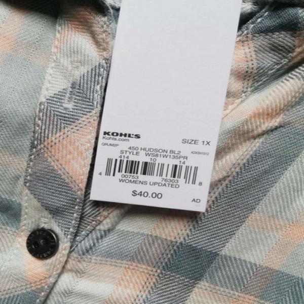 SONOMA Womens Plus Size Buffalo Plaid Shirt 60% Cotton 40% Polyester