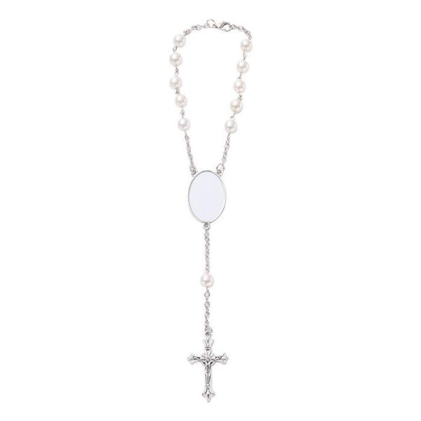 Multicolor Sublimation Beads Rosary Cross Bracelet Jewelry Blanks