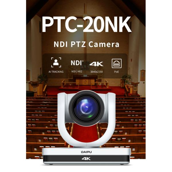 PTC-20NK NDI HX2 PoE HD-MI 3G-SDI 4K30 UHD IP Video Conference Live Streaming PTZ Camera