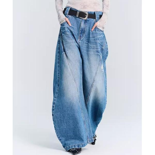 Denim Fabric Deconstructed Wide Leg Jeans for Men and Women in Plus Size Streetwear