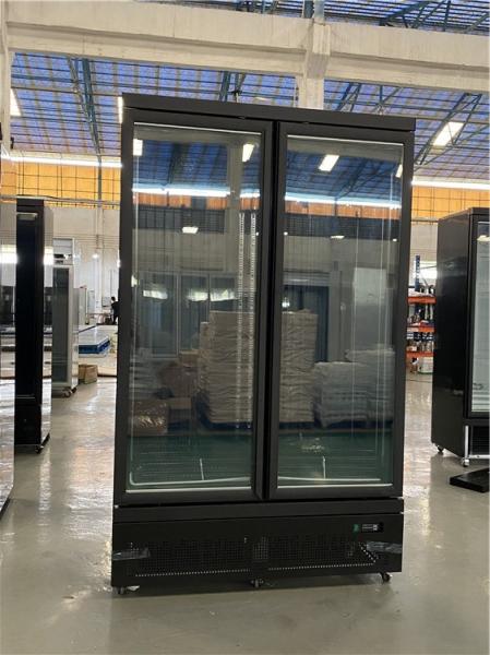 Supermarket 2 Glass Doors Beverage Cooler Equipment Bottom Mount Vertical Display Fridge