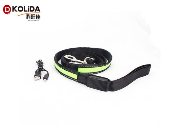 Green / Pink / Blue Nature Nylon 120cm Illuminated Dog Leash , USB LED Waterproof Pet Collar