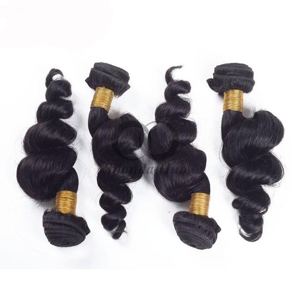 Natural Black Loose Wave Remy Human Hair Bundles Sew In Weave Bundles Brazilian Bundle Deals