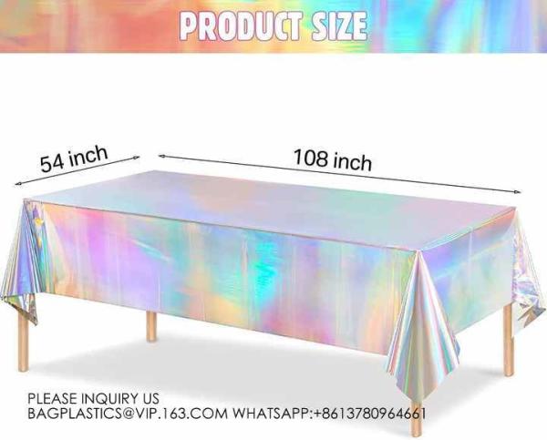 Laser Rainbow Theme Party Tablecloth Aluminum Film Birthday Wedding Party Decoration Disposable Tablecloth Decoration