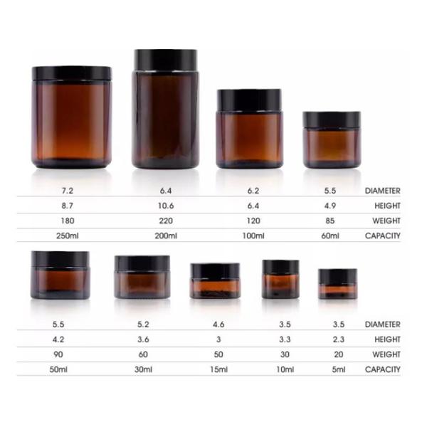ODM OEM 4 Oz  Glass Cosmetic Jars With Lids Amber Lip Balm Jars