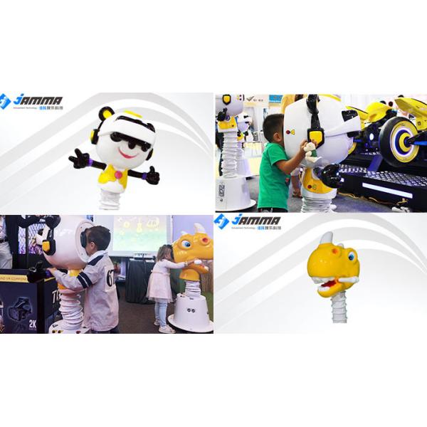 Panda Head Coin Operated Virtual Reality Cinema , Adjustable Height Kids VR Machine