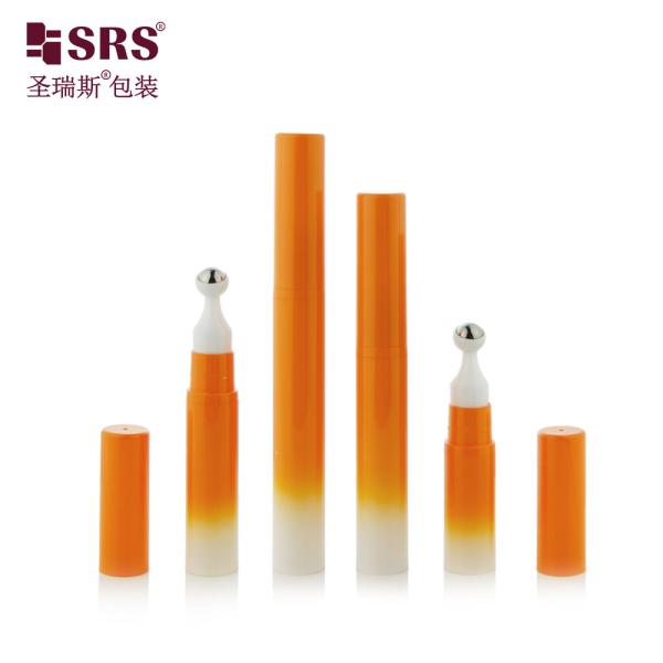 A0031-10ML Empty Plastic Roll On Bottle Airless Clay Brown Coating With Clear Cap