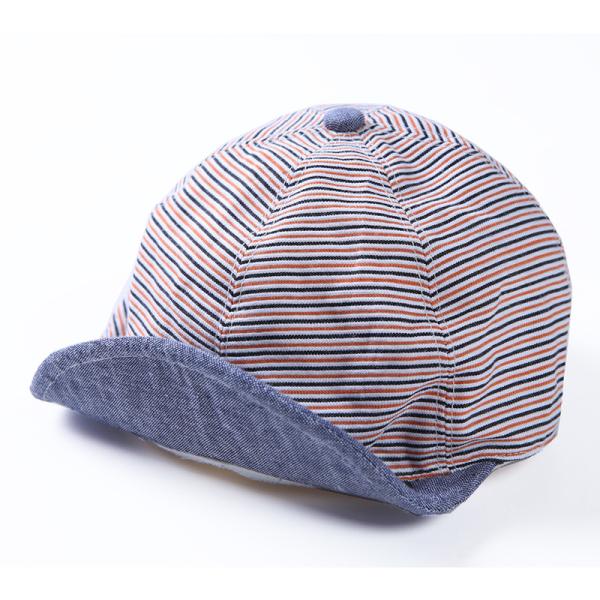 Custom Striped Flip Up Brim Childrens Baseball Cap Cotton 5cm Visor