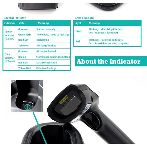 Wireless Hands Free Barcode Scanner / 1D Laser Scanner Long Distance Transmission