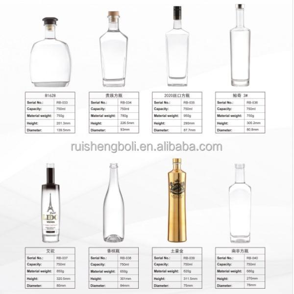 Transparent 750ml Super Flint Glass Wine Bottle for Whiskey Bourbon Gin Vodka Spirits