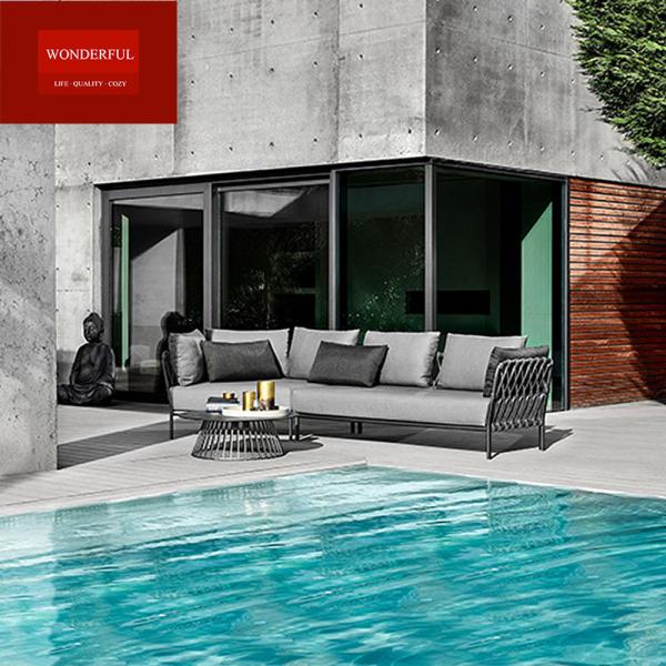 Nordic Patio Furniture Outdoor Furniture Sofa with Quick Dry Foam and Power Coated Frame