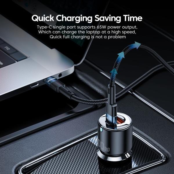 Type C USB A Fast Car Chargers 35W 65W 100W With Dual Port ABS Material