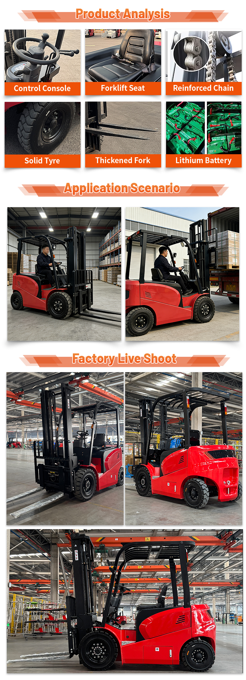 2.0T 2.5T Electric Four Wheel Forklift Machine Warehouse Material Handling Equipment