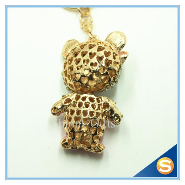 3D Teddy Bear Cute Cartoon Rhinestone Animal Shape Key Chain for Valentine's Day Gift