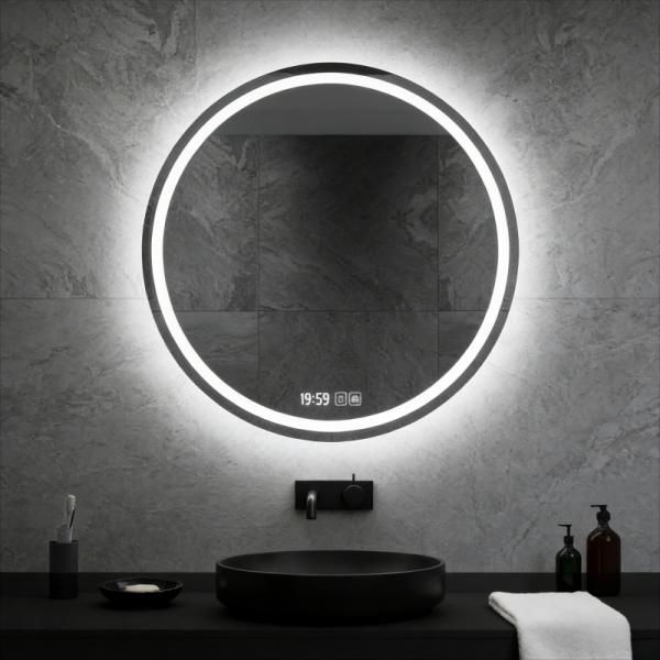 Smart LED Illuminated Wall-Mounted Anti-Fog Makeup Bathroom Mirror with Touch Screen IP44 Rated for Home & Hotel Use