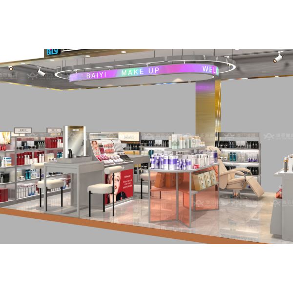 BKC017 Trendy Cosmetic Booth Makeup Kiosk Display for Beauty Shop Decoration and Store Design