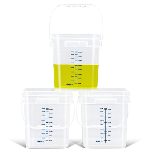 Wholesale 4L 10L 16L Clear PP Graduated Bucket Eco Friendly Thickened Empty Plastic Square Bucket With Scale Line for Chemical Liquids
