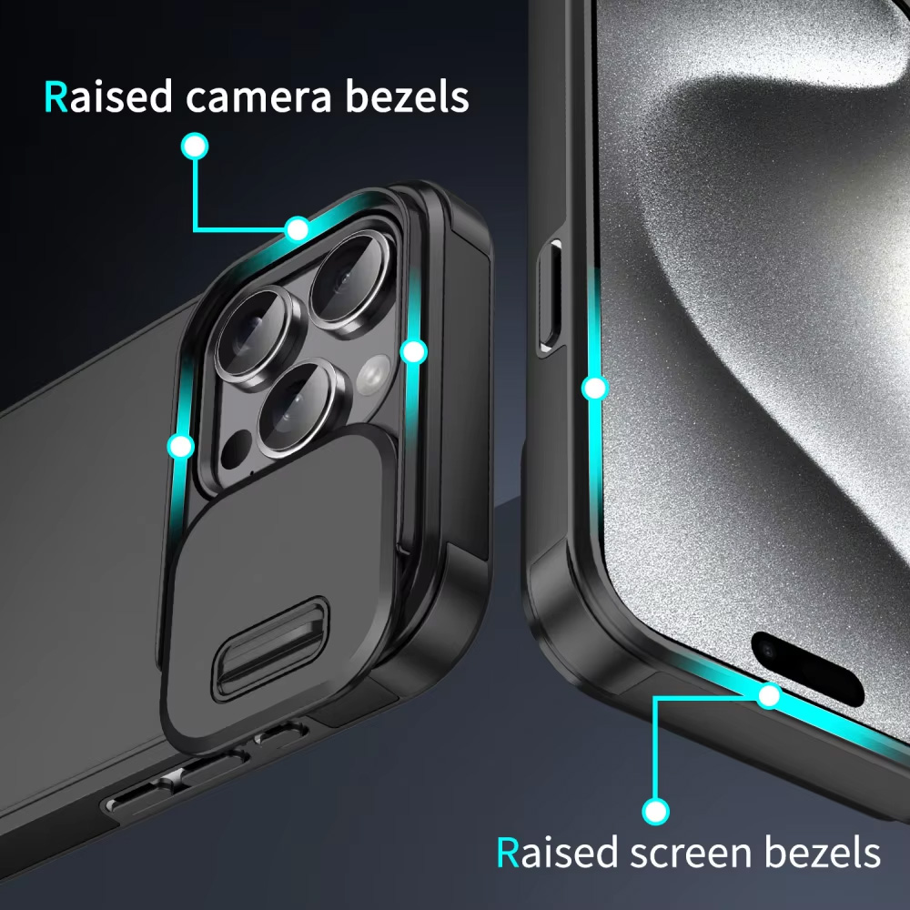 Laudtec Slide Camera Cover for iPhone 18 17 16 Pro Max Armor Shockproof Dual LayerMagnetic Protective Back Phone Shell