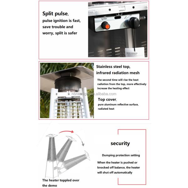 Caldeira de gás exterior de tubo de vidro com construção de aço inoxidável e combustível de propano