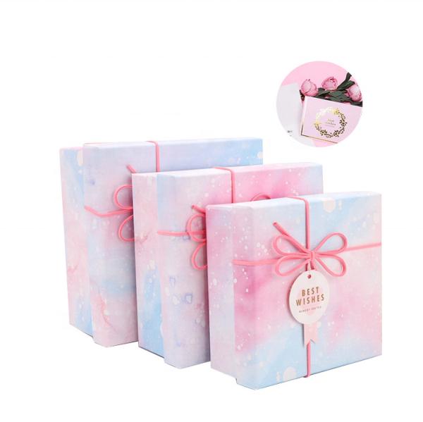 Caixa de presente de papel luxuosa dobrável do quadrado feito sob encomenda da impressão com fita