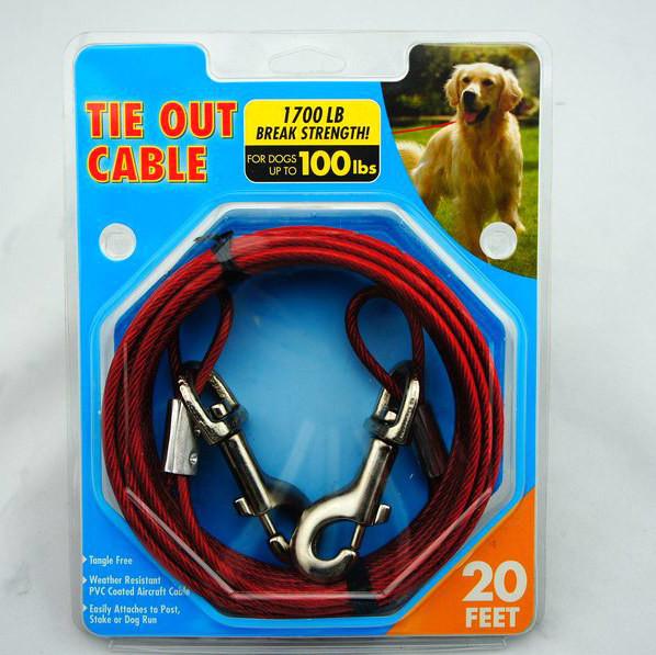 Câble d'attache pour chien en PVC de 12 pieds et piquet, accessoires pour animaux de compagnie, motif uni
