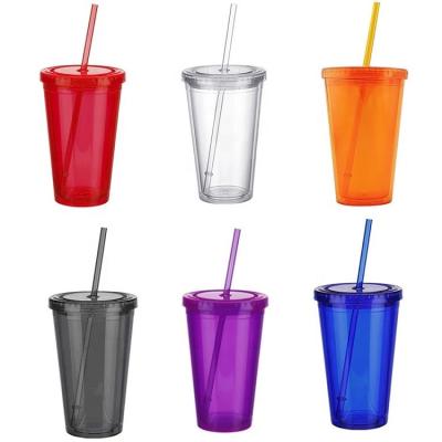 Secadora de roupa plástica vermelha Cups Double Wall dos vidros bebendo do rosa 500ml